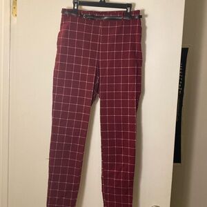 High waisted, form fitting checkered slacks